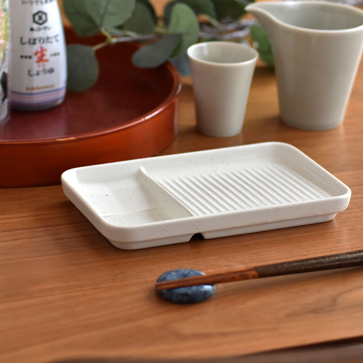 Japanese Serving Plate with Sauce Divider 7.5" Ema's Table