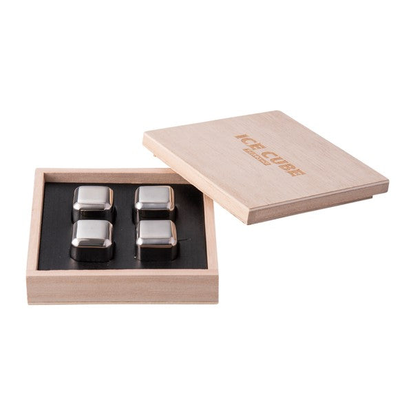 Stainless Ice Cubes in a woonden gift box (4pcs) – Ema's Table